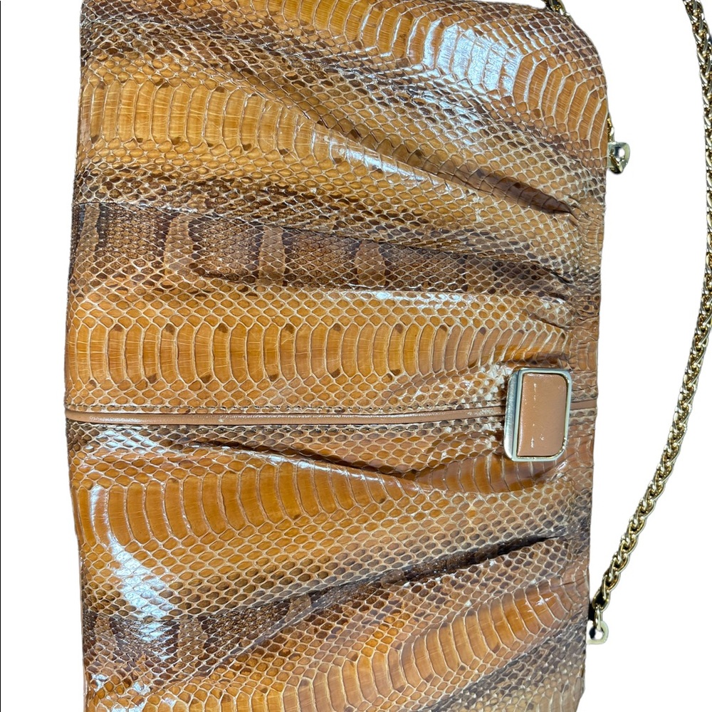 Vintage 1960s Snow White Snake skin leather clutch shoulder bag purse boho - Picture 5 of 16